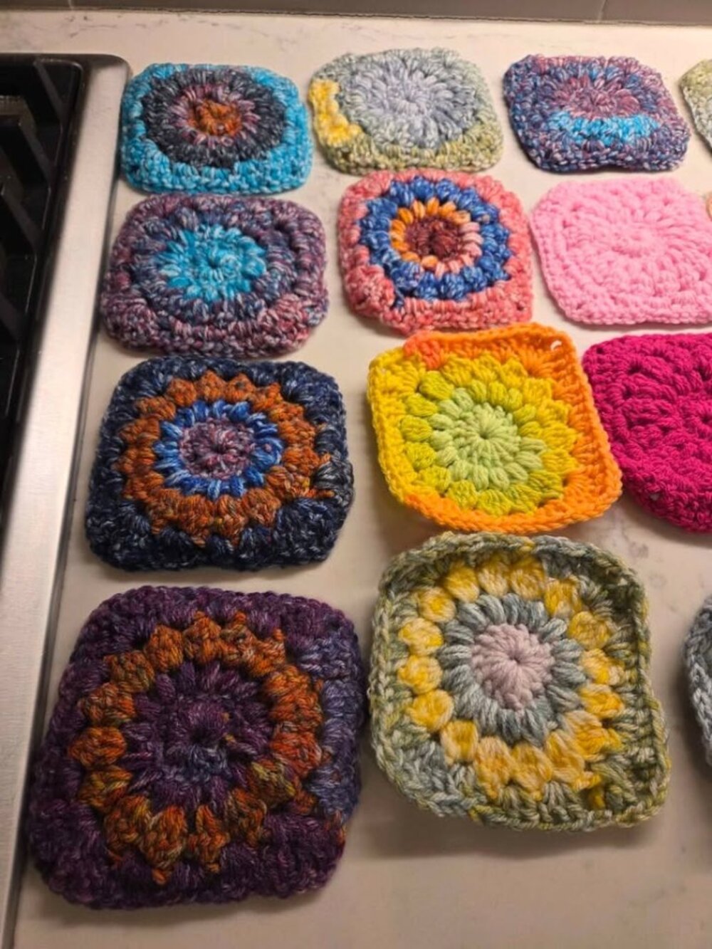 Crochet knit colorful handmade sqaures lot of 17